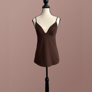Mame Kurogouchi AIRism Plunging Bra Camisole Dark Brown Size M